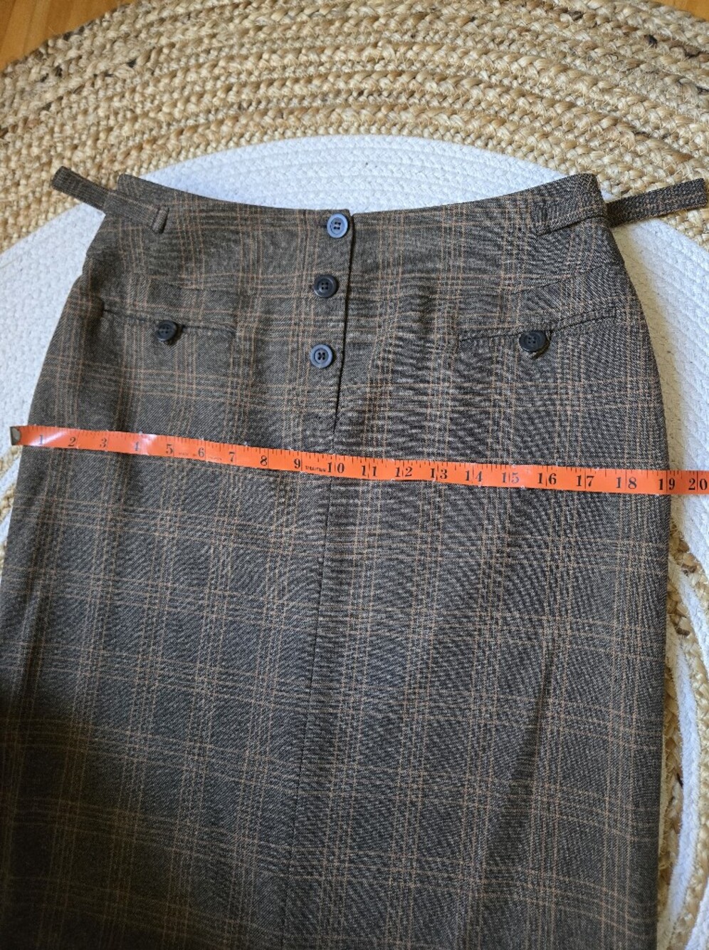 Tristan & Iseut Vintage Brown Plaid Pencil Skirt Dark Academia Preppy Classic 8 - Picture 11 of 15